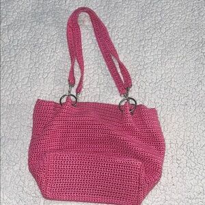 Chic Pink Crochet Shoulder Bag